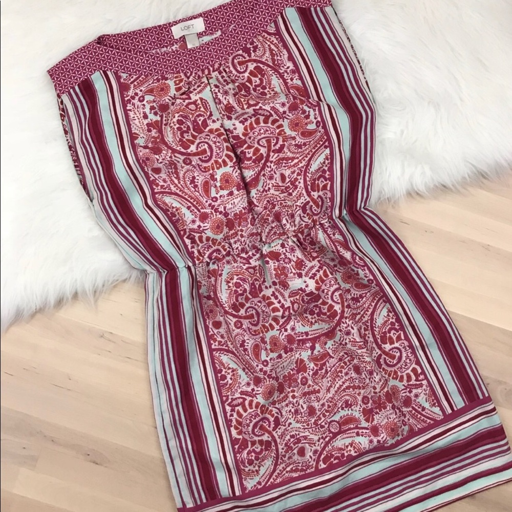 Ann Taylor Loft paisley  w/ stripped boarder dress